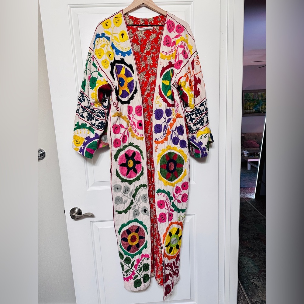 Vintage colorful knit kimono jacket One Size